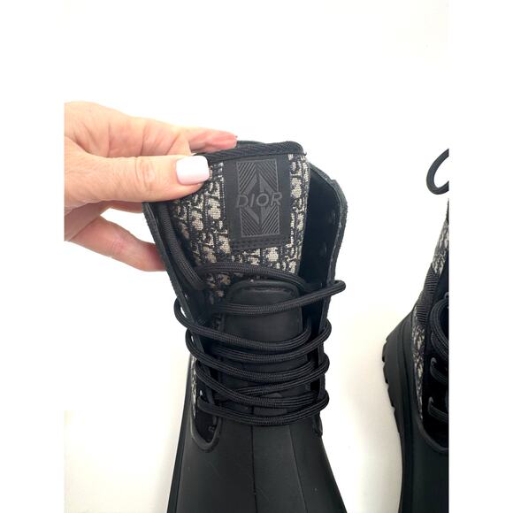 Men\'s Dior Garden Oblique Black/Beige Lace Up Combat Boots Size 41 main image 13
